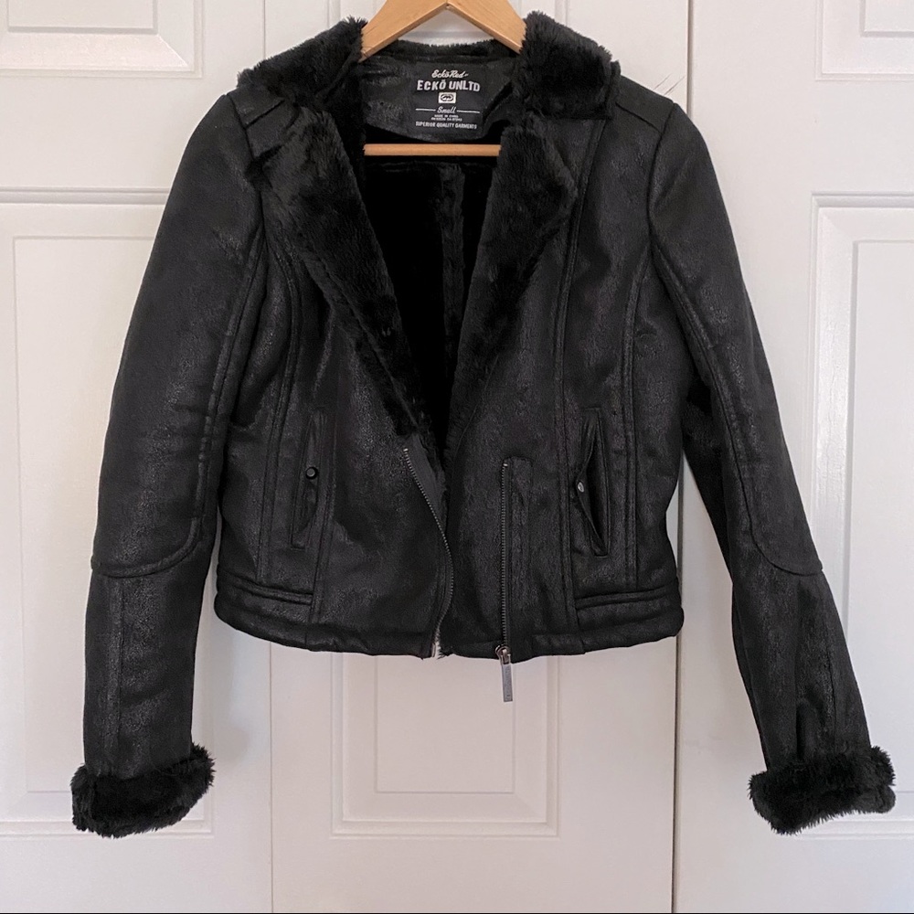 ECKO UNLIMITED faux shearling moto jacket